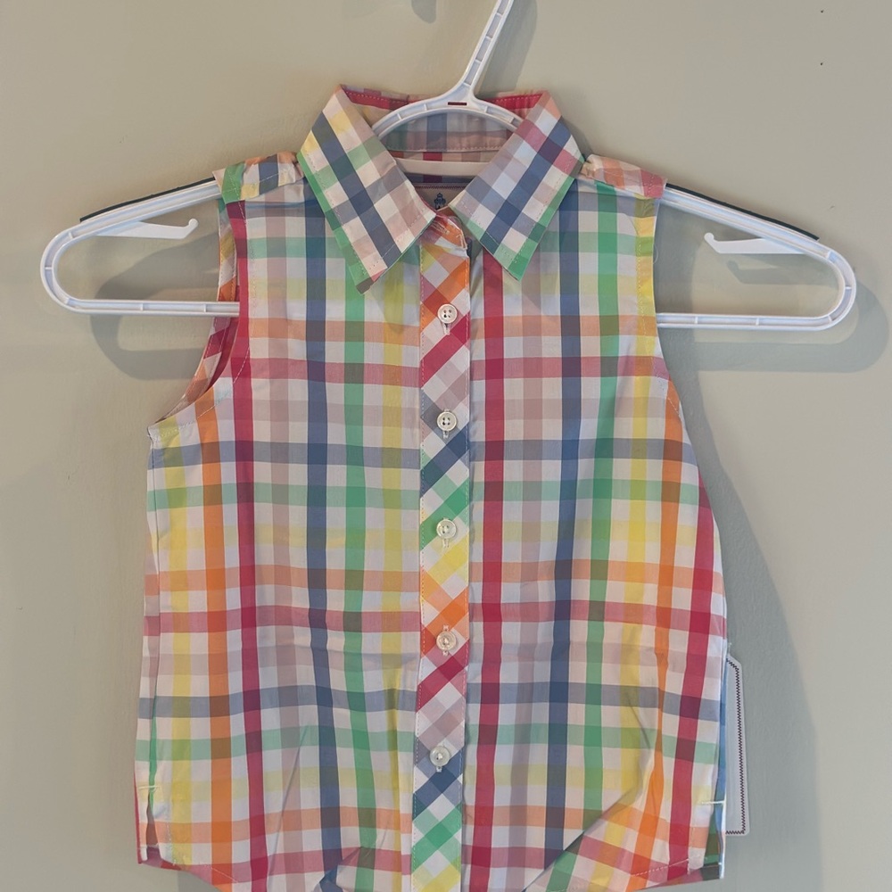 NWT Classic Prep Colorful Plaid Sleeveless Girl’s Shirt